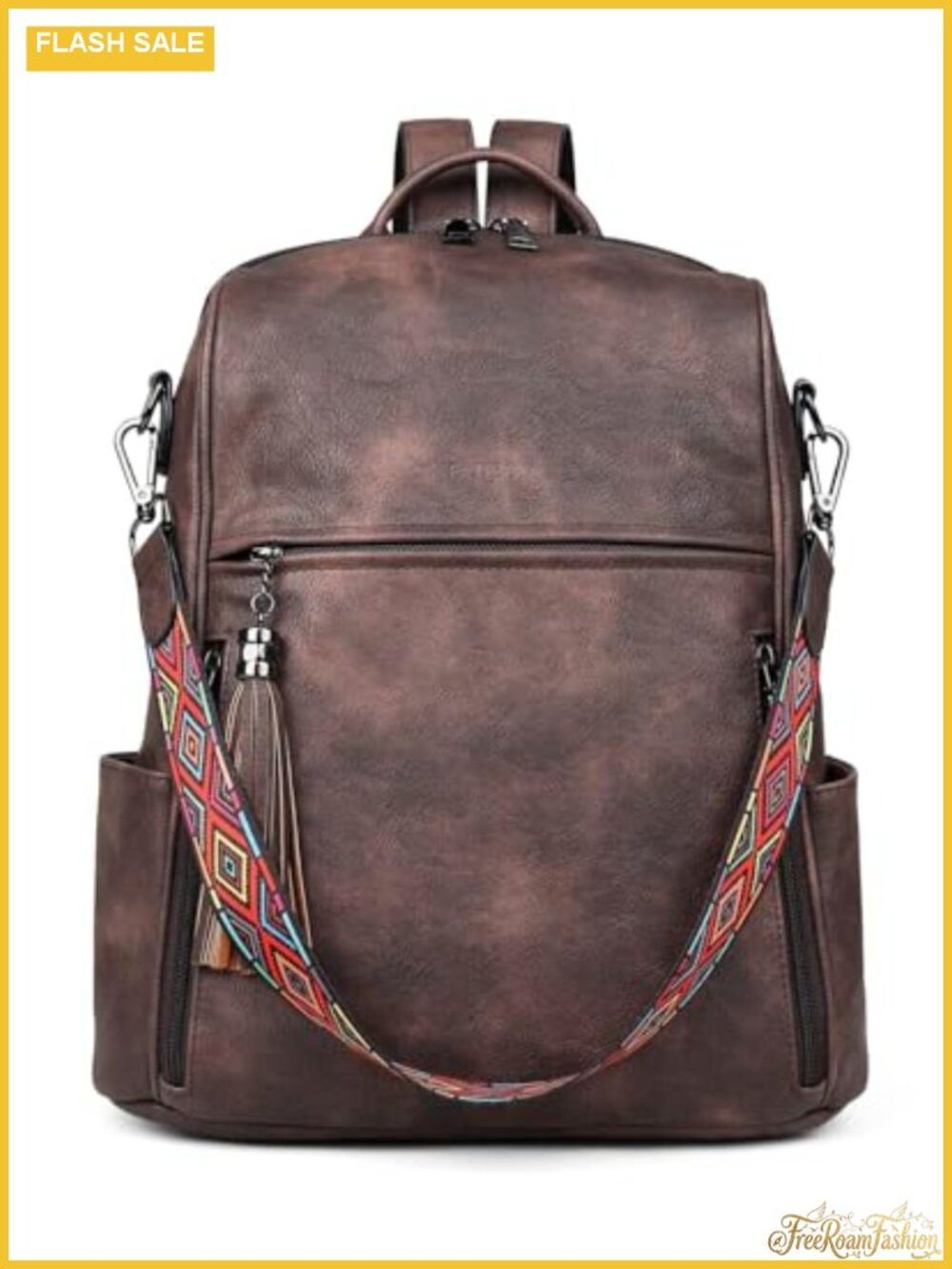 Faux Leather Convertible Backpack Purse for Women 14in Laptop Travel Work Bag
